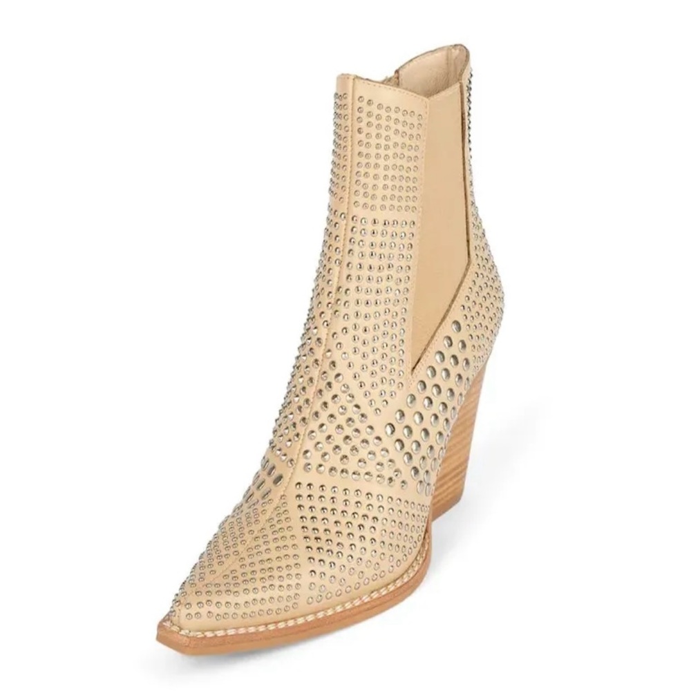 Studded Jeffrey Campbell Western Chelsea Bootie Beige Natural